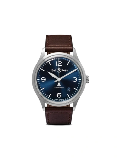 Bell & Ross Br V1-92 Blue Steel Automatic 38.5mm Steel And Leather Watch, Ref. No. Brv192-blu-st/sca