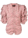 Isabel Marant Andora Ruffled Silk-blend Crepe Blouse In Pink