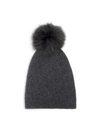 Saks Fifth Avenue Women's Knit Cashmere & Faux Fur Pom-pom Hat In Charcoal