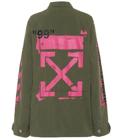 Off-white Printed Cotton Jacket In Green
