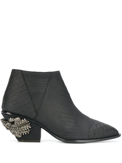 Giuseppe Zanotti Kevan Alligator Print Ankle Boots In 002 Black