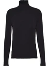 Prada Turtleneck Long-sleeve Cashmere-silk Sweater In Nero (black)