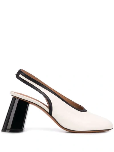 Marni Leather Tilted-heel Slingback Pumps In 00w03