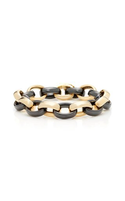 Monica Rich Kosann Yellow Gold & Black Ceramic Link Bracelet