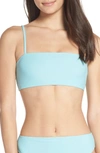 Something Navy Classic Ribbed Swim Bandeau Top In Blue Gulf