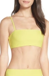 Something Navy Classic Ribbed Swim Bandeau Top In Yellow Light