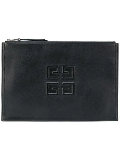 Givenchy Large 4g Logo Leather Pouch In Black