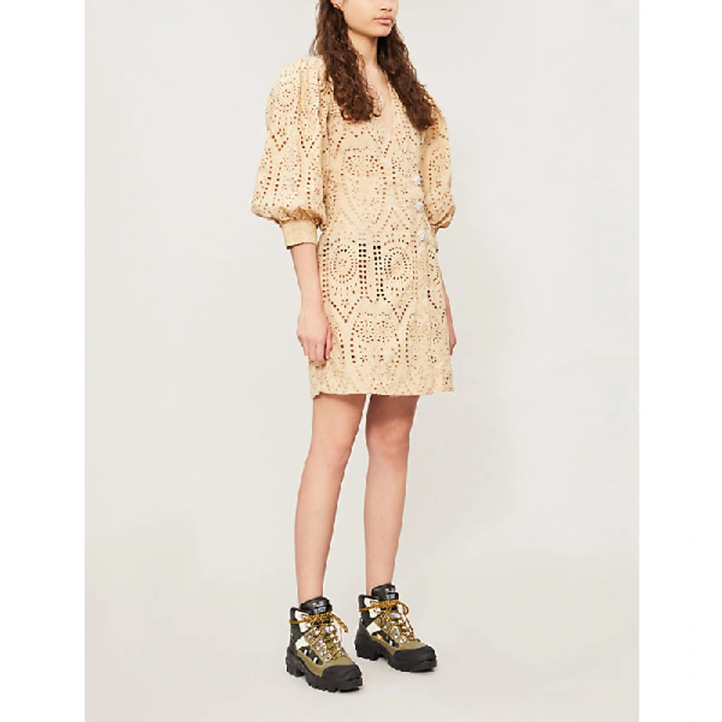 halter neck cotton maxi dress Ivory Eyelet Lace flattering maternity style Size Medium Style:with veil Camilla Palacio Playground Tie-Neck