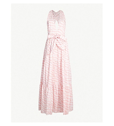 Alexandra Miro Raphaela V-neck Printed Cotton Maxi Dress In Pink Geo