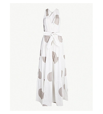 Alexandra Miro Raphaela V-neck Printed Cotton Maxi Dress In Mink Spot