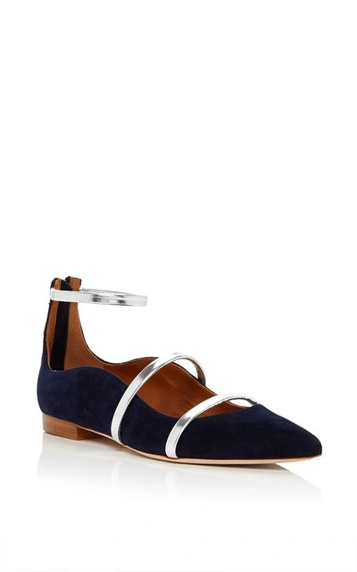 Malone Souliers Robyn Suede Flat Shoes In Navy