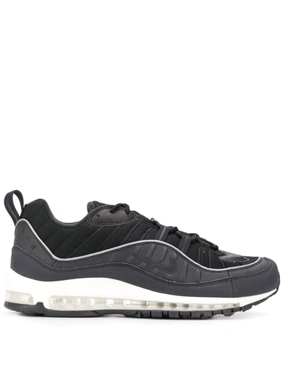Nike Air Max 98 Leather Trainers In Oil Grey Black White