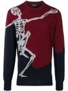 Alexander Mcqueen Sweater With Dancing Skeleton Print In Burgundy