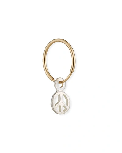 Lee Brevard Tiny Peace Sign Earring, Single In Silver