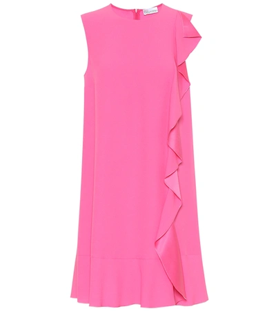 Red Valentino Sleeveless Mini Crepe Dress With Satin-back Ruffle In Sunrise Pink