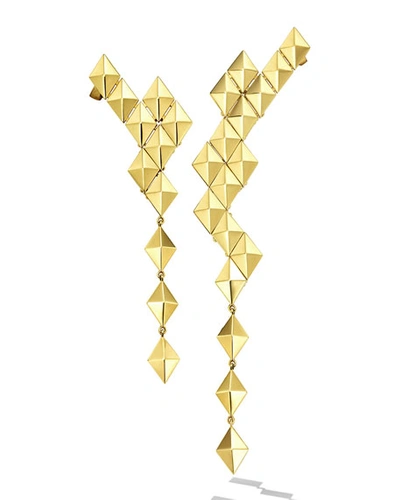 Cadar Python 18k Asymmetrical Long Drop Earrings In Gold