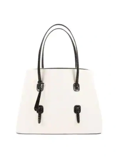 Alaïa Mina Small Canvas & Snakeskin Tote Bag In Ivory