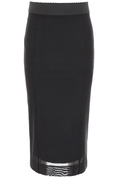 Dolce & Gabbana Sheer Overlay Pencil Skirt In Black
