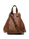 Loewe Hammock Medium Woven Leather Shoulder Bag In Brown