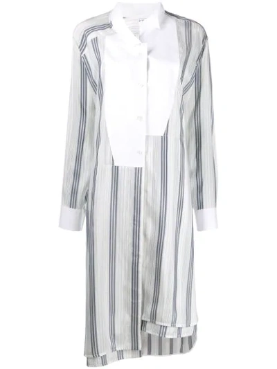 Loewe Stripe Tie Waist Silk Shirtdress In Grey