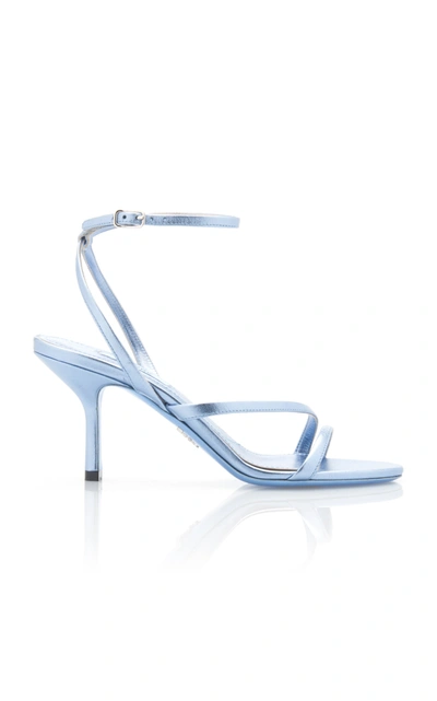 Prada Women's Metallic Leather Sandals In Blue,metallic