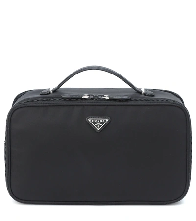 Prada Leather-trimmed Shell Cosmetics Case In Black