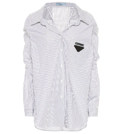 Prada Appliquéd Striped Cotton-poplin Shirt In Multicoloured