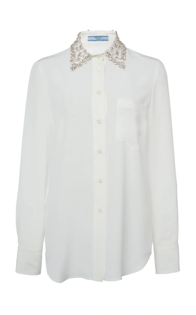 Prada Embellished Silk Shirt In White