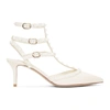 Valentino Garavani Rockstud Tonal Leather Ankle-strap Pumps In Ivory