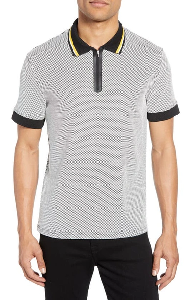 Vince Camuto Slim Fit Zip Performance Polo In White