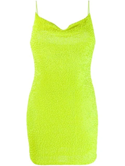 Alice And Olivia Harmie Sequin Cowl-neck Mini Cocktail Dress In Yellow