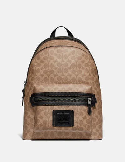 Coach Academy Backpack In Signature Canvas - Men's In Khaki/black Copper