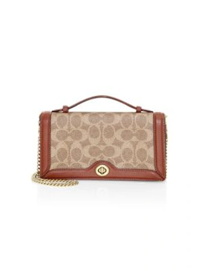 Coach Riley Chain Clutch In Colorblock Signature Canvas In Beige In Tan ...