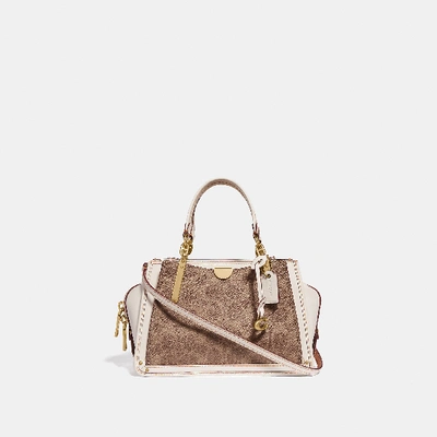 Coach Kisslock Dreamer Signature Canvas & Leather Satchel In Tan/chalk/brass