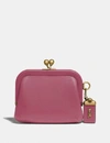 Coach Kisslock Coin Purse - Women's In Brass/dusty Pink