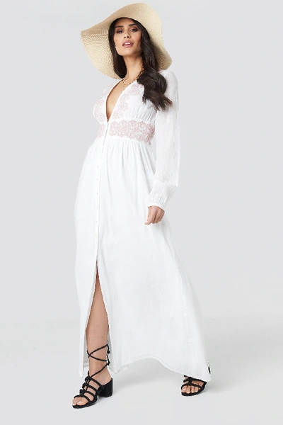 Luisa Lion X Na-kd Waist Detail Button Up Dress - White