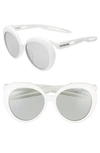 Balenciaga 56mm Round Sunglasses - Shiny Solid White/ Grey