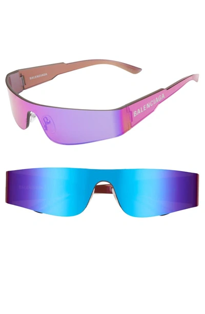 Balenciaga 99mm Shield Sunglasses In Solid Burgundy/ Violet