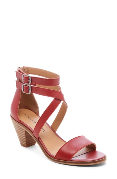 Lucky Brand Ressia Double Ankle Strap Sandal In Garnet Leather