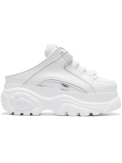Buffalo 1329 White Suede Leather Sabot Sneaker In White