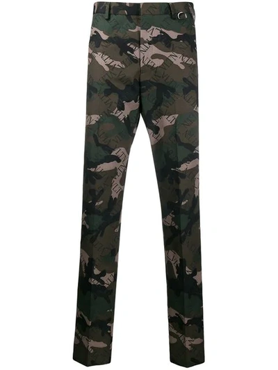 Valentino Vltn Camouflage Trousers In Green