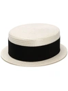 Saint Laurent Small Boater Hat In White