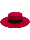 Saint Laurent Fur Felt Boater Hat In 6400 Red