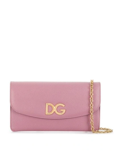 Dolce & Gabbana Logo Plaque Crossbody Bag In Pink