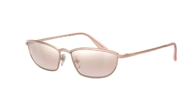 Vogue Metal Rectangle Sunglasses W/ Crystal Trim In Rose Gold