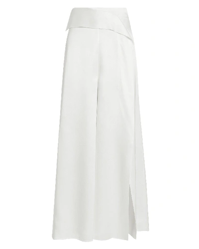 Cushnie Front Slit Wide Leg Pants In White