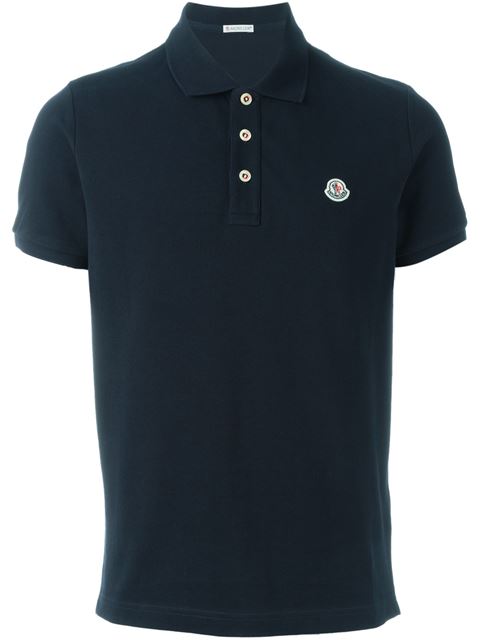 Moncler Piqué Regular Fit Polo Shirt In Navy | ModeSens
