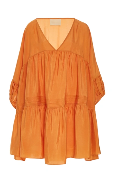 Anaak Airi Silk-crepe De Chine Mini Dress In Orange