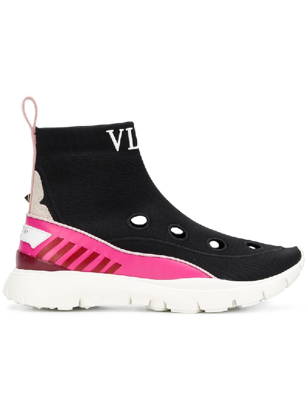 Valentino 30Mm Heros Her Knit Sock Sneakers In Black | ModeSens