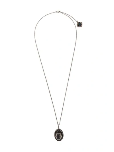 Alexander Mcqueen Swarovski Crystal Pendant Necklace In Black